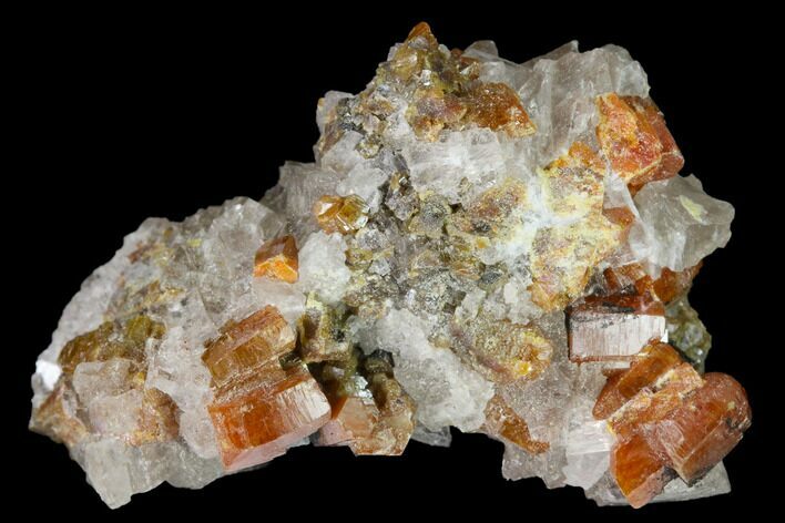 1.5" Vanadinite and Calcite Crystal Association - Apex Mine, Mexico